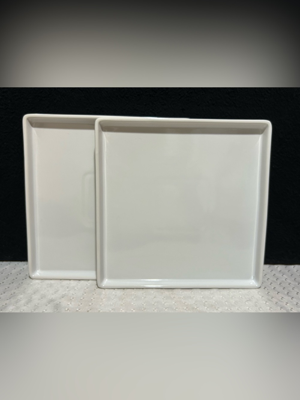STONE + LAIN 2 Square Stoneware Dinner Plates 9.5in White Set of 2